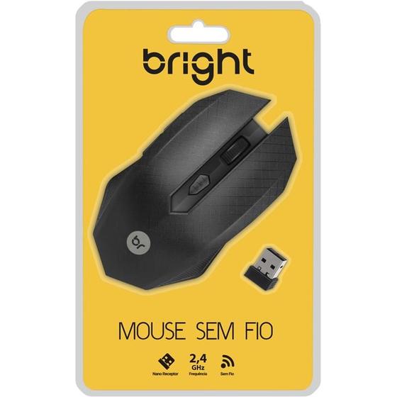 Imagem de Mouse optico sem fio 1200dpi 2,4ghz usb preto bright