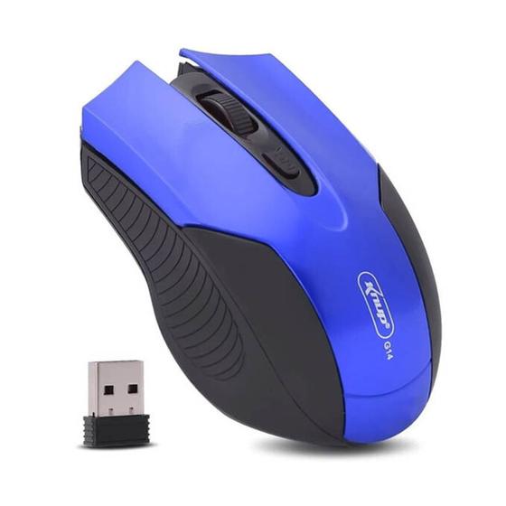 Mouse Wireless Óptico Led 1600 Dpis G14 Azul Knup