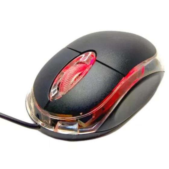 Imagem de Mouse Optico Usb Classic Box Preto Ms8010 Com Led Otimo