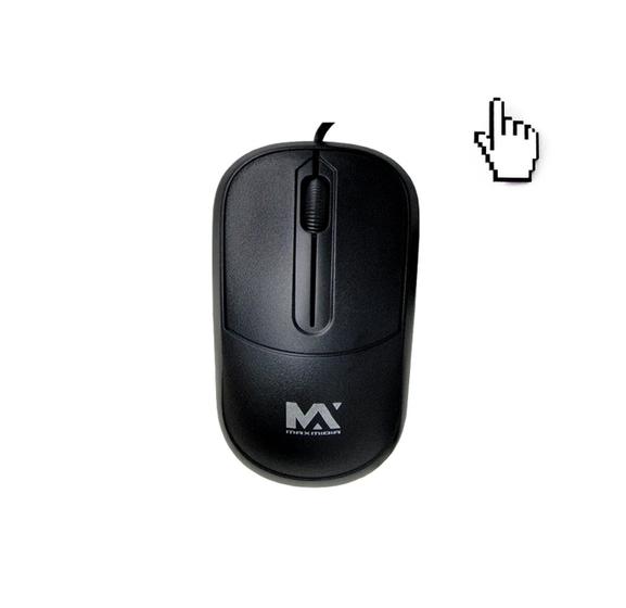 Imagem de Mouse Óptico Usb Com Fio Preto Leve Para Notebook Max Mídia