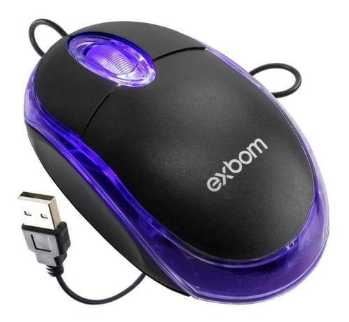Mouse Óptico USB Led Azul Menor preço em Mouse Óptico USB Led Azul