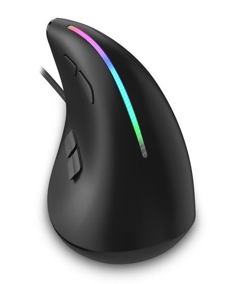 Imagem de Mouse Optico Vertical Ergonomico Com Fio Usb Com Led 9 Botoes Dpi 12800 D7