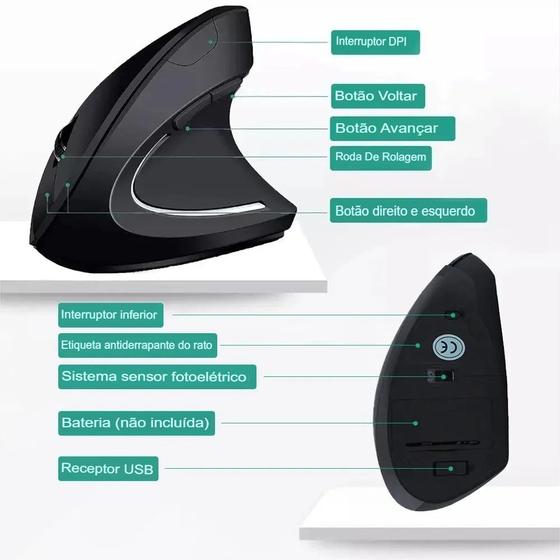 Imagem de Mouse óptico vertical usb de design ergonômico, cura com pulso para computador pc notebook envio direto