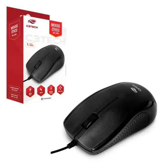 Imagem de Mouse ótico C3 tech MS-25BK  , USB, 1000 DPI, Preto