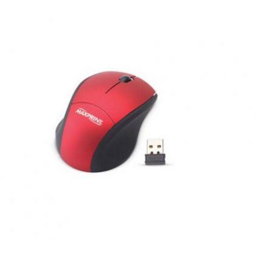 Imagem de Mouse Ótico USB Mini Sem Fio Emborrachado Vermelho Preto Maxprint - 607593