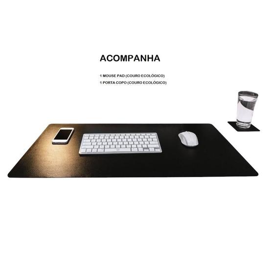 Imagem de Mouse Pad Antiderrapante Couro Trabalho 70X30 + Porta Copo