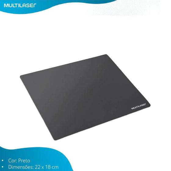 Imagem de Mouse Pad Básico Simples Multilaser 220mm x 180mm Preto