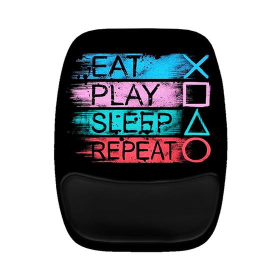 Imagem de Mouse Pad Ergonomico Botões Eat Play Sleep Repeat