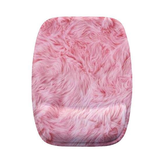 Imagem de Mouse Pad Ergonomico Efeito Peludo Rosa