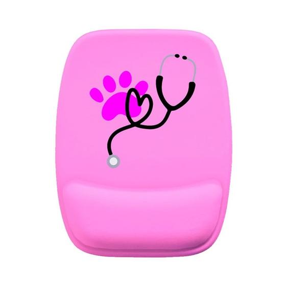 Imagem de Mouse Pad Ergonomico Rosa Veterinario Patinha