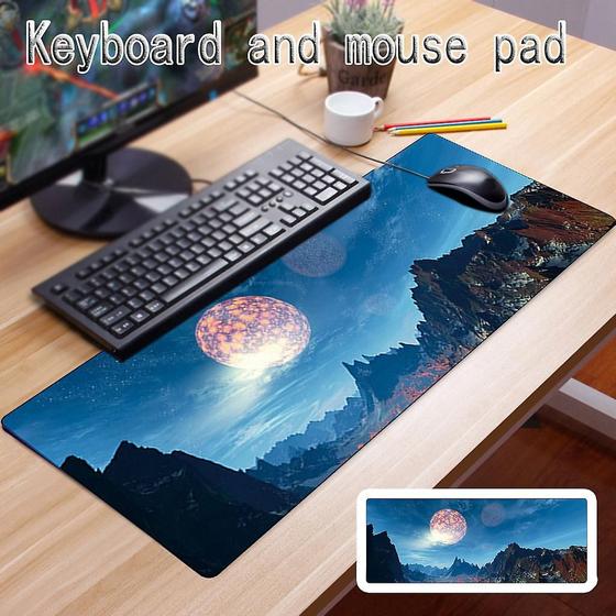 Imagem de Mouse pad estendido para jogos, teclado, laptop, mousepad com bordas costuradas, base antiderrapante