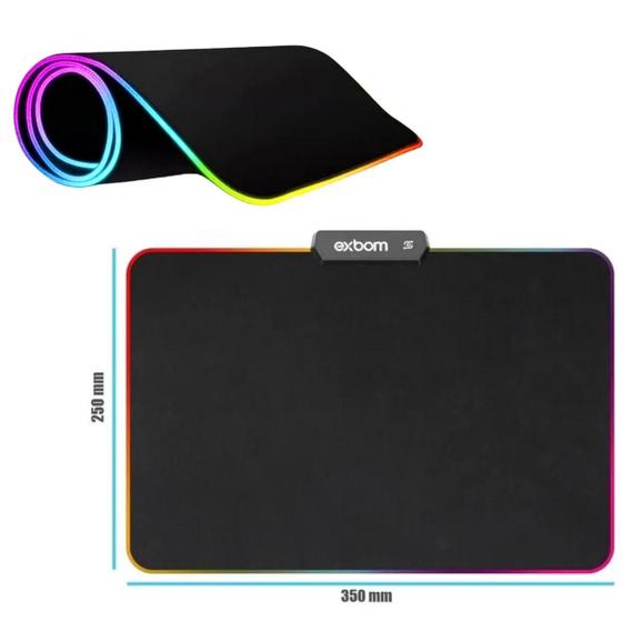 Imagem de Mouse Pad Exbom Com Led Colorido 25cm X 35cm
