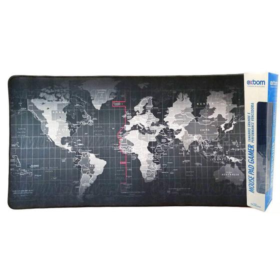 Mouse Pad Extra Grande 700x350x3mm Gamer com Bordas Costuradas e Base Antiderrapante Exbom Mousepad MP-7035C Mapa Mundi Menor preço em Mouse Pad Extra Grande 700x350x3mm Gamer com Bordas Costuradas e Base Antiderrapante Exbom Mousepad MP-7035C Mapa Mundi