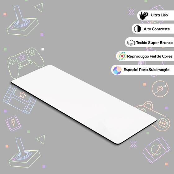 Imagem de Mouse Pad Gamer Branco Retangular para Sublimação - 70x30 Reprodução Fiel de Cores e Conforto Macio