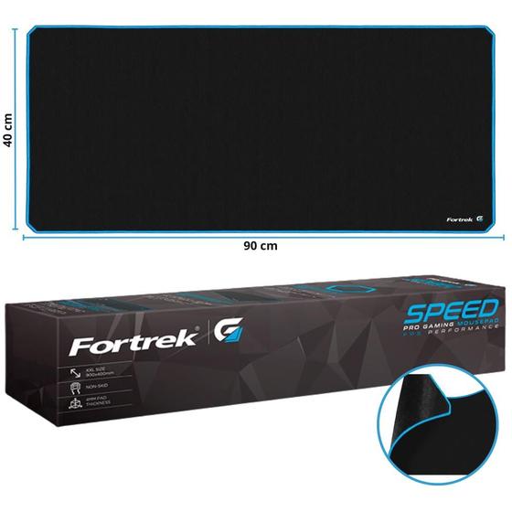 Imagem de Mouse Pad Gamer Fortrek Estilo Speed Alta Precisão Espessura de 3mm Borda Costurada Tamanho Grande 90X40CM