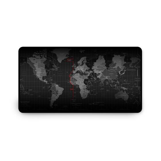 Imagem de Mouse Pad Gamer Speed Extra Grande 80x40cm Mapa Mundi Preto