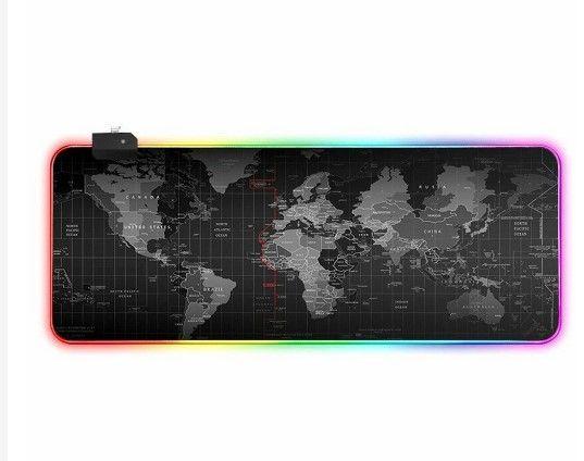 Imagem de Mouse Pad Mapa Mundi com Led Bordas Gigante Mousepad Gamer
