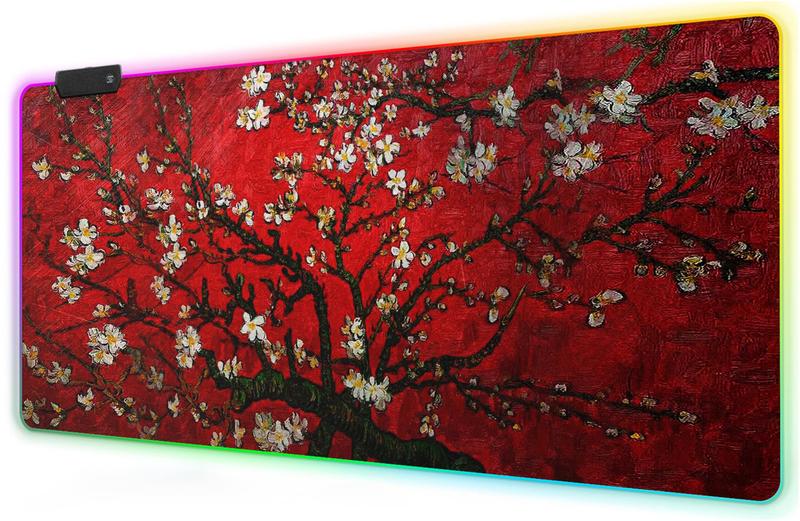 Imagem de Mouse pad para jogos Meffort Inc RGB XXL LED Cherry Blossom