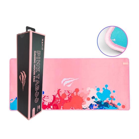 Imagem de Mouse Pad Rosa Gamer Havit MP847 Pink Colorido Fofo 70x30 XL Speed Tapete Mesa Feminino P/ Jogos Alta Qualidade