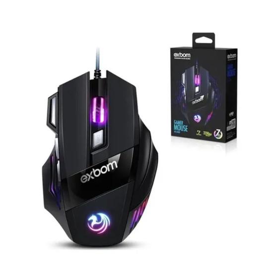 Imagem de Mouse Para Jogo 7 Botões Gamer Rgb Exbom Usb 3200dpi Msg260