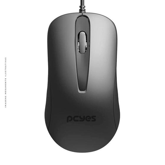 Imagem de Mouse PCYES Comfort USB, 1000 DPI, Preto - PMOC1U (108075)