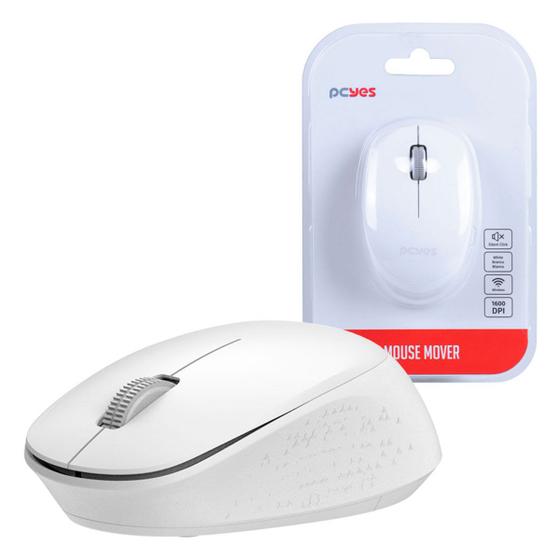 Imagem de Mouse PCYES Mover, 1600 DPI, Wireless, Silencioso, Branco - PMMWSCW