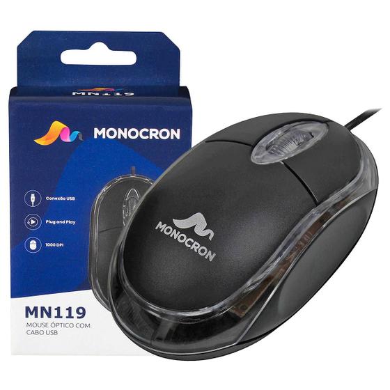 Imagem de Mouse Preto com Fio USB MN119 Monocron
