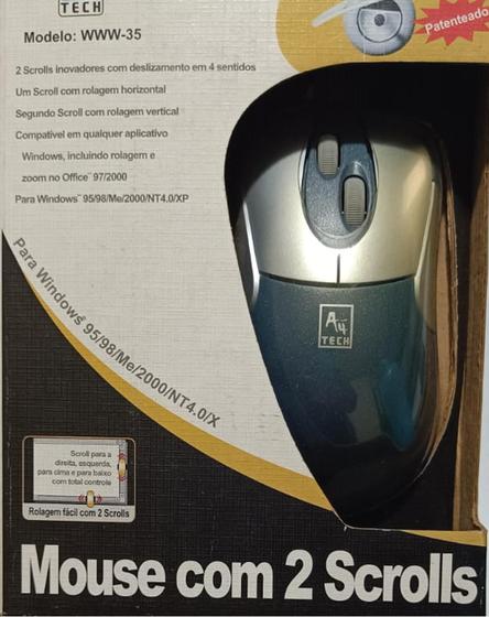 Mouse ps/2 com 2 scroolls mod www-35 A4Tech Menor preço em Mouse ps/2 com 2 scroolls mod www-35 A4Tech