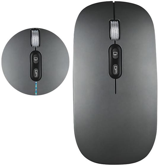 Imagem de Mouse Recarregável Com 2 Bluetooth + USB Para Macbook Air Pro M1 M2 M3
