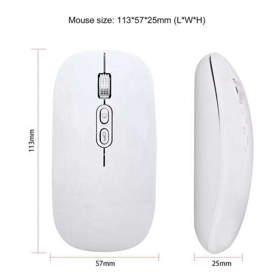 Imagem de Mouse Recarregável Cor Branco P/ Notebook Dell Inspiron