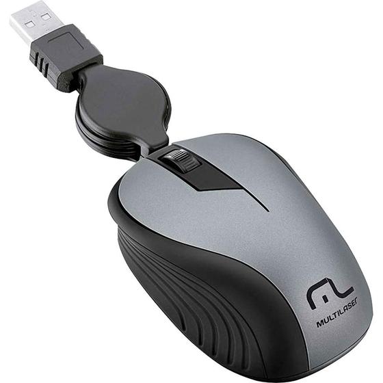 Imagem de Mouse Retrátil USB Multilaser MO232 Cinza
