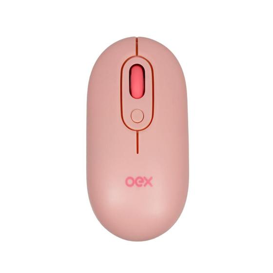 Imagem de Mouse Retro Sem Fio Wireless PC Notebook Oex MS604 Rosa