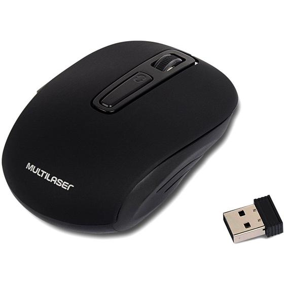 Imagem de Mouse Sem Fil Multilaser 2.4 Ghz Lítio Preto USB 6 Botões
