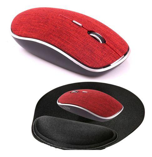 Imagem de Mouse Sem Fio 1600 Dpi Ms600 Vermelho Ergonômico + Mousepad