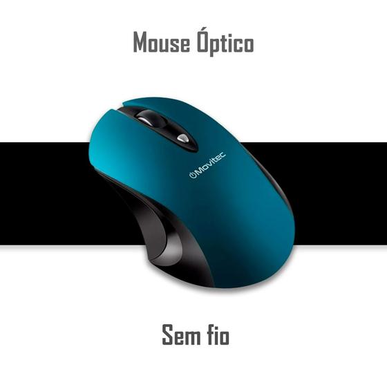Imagem de Mouse Sem Fio 1600dpi Azul Petróleo - Movitec
