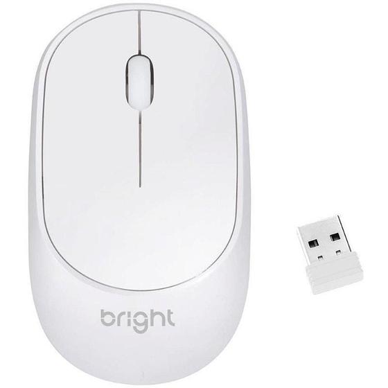 Imagem de Mouse Sem Fio Bright Slim MS001 Óptico 2.4GHz Branco