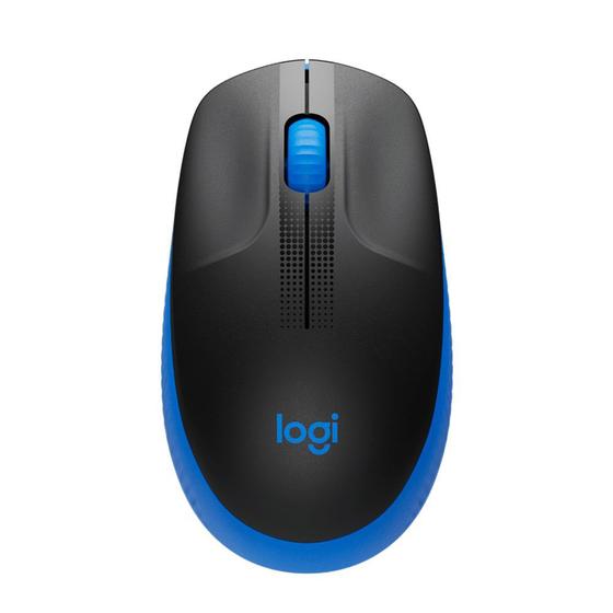 Imagem de Mouse sem fio Logitech M190 com Design Ambidestro de Tamanho Padrão, Conexão USB e Pilha Inclusa, Azul - 910-005903