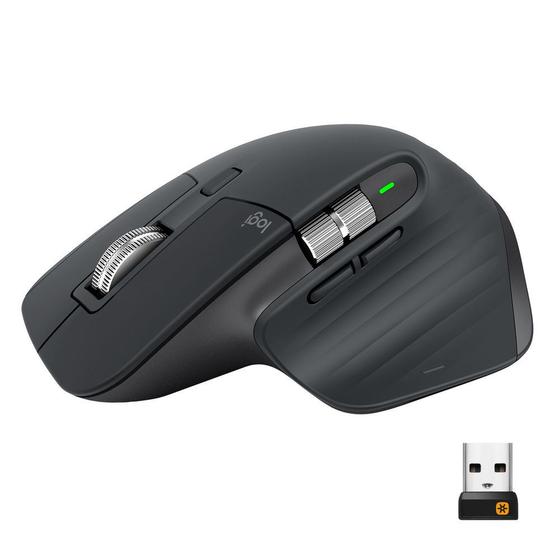 Imagem de Mouse sem fio Logitech MX Master 3 com Sensor Darkfield para Qualquer Superfície, USB Unifying ou Bluetooth, Recarregável - 910-005647