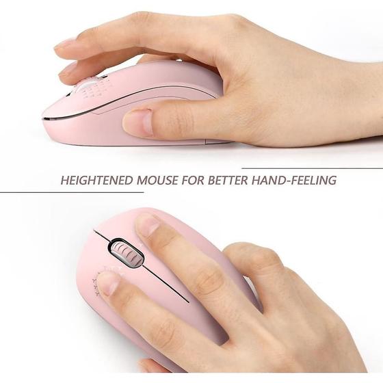 Imagem de Mouse sem fio, mouse 2.4g silencioso com usb receptor portátil mouses de computador (rosa)