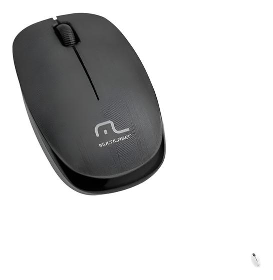 Imagem de Mouse Sem Fio Multilaser 1200dpi Wireless Preto Usb Conforto