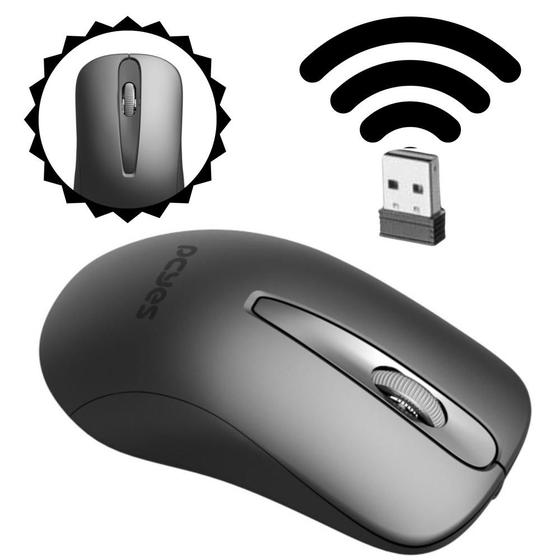 Imagem de Mouse Sem Fio Pcyes Para Escritório Com 1200DPI 2.4ghz  Pmoc12w Cor Preto Wireless Com Desing Ergonômico
