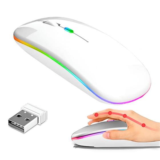 Imagem de Mouse sem Fio Recarregável Wireless Led RGB Ergonômico