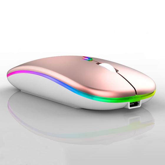 Imagem de Mouse Sem Fio RGB Óptico 3200dpi Usb Wireless 2.4ghz Recarregável Computador