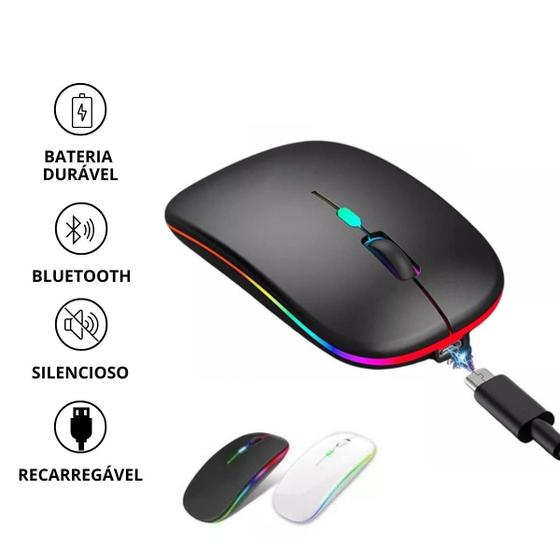 Imagem de Mouse Sem Fio USB Recarregável Bluetooth RGB: Cores que Elevam sua Experiência