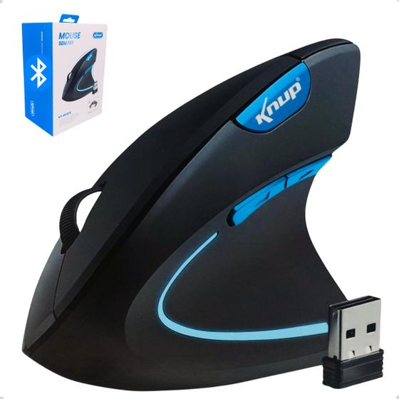 Imagem de Mouse Sem Fio Vertical Ergonômico Gamer Recarregavel Bluetooth 2.4 e Usb