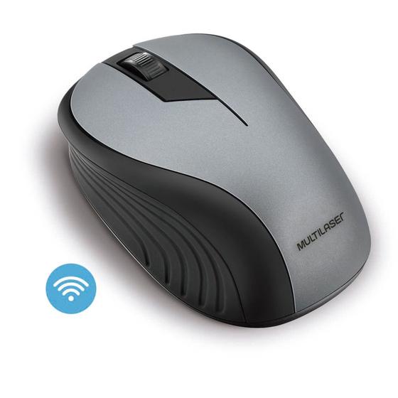 Imagem de Mouse Sem Fio Wave Conexão USB 1200dpi 3 Botões Ergonômico Grafite - MO213