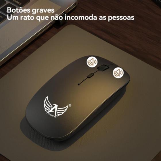 Imagem de Mouse Sem Fio Wireless Bluetooth Óptico Computador Preto