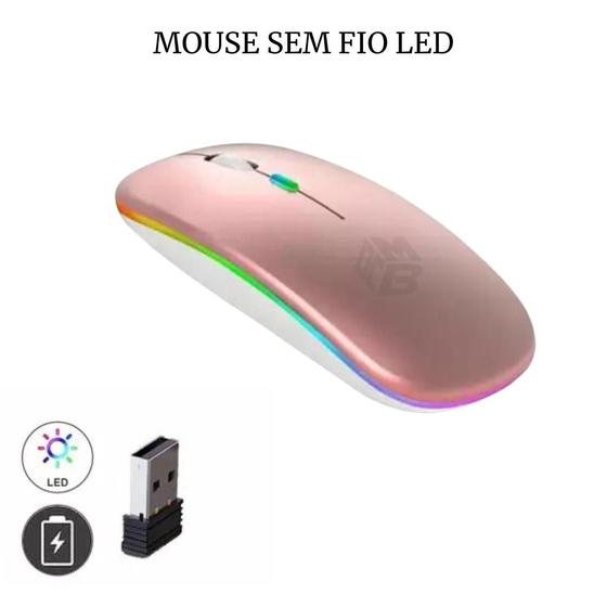 Imagem de Mouse Sem Fio Wireless Bluetooth Recarregável Led Rgb 2.4ghz Color