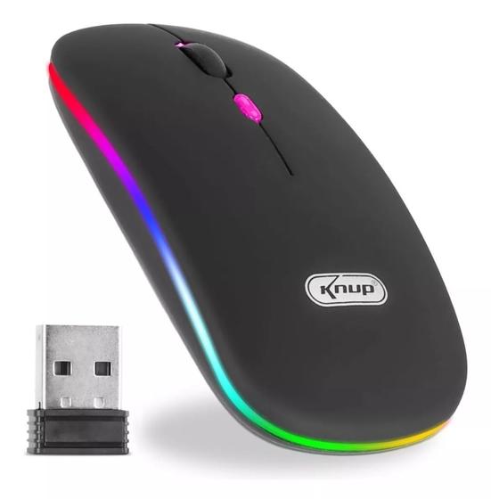 Imagem de Mouse sem fio wireless com bateria interna rgb 