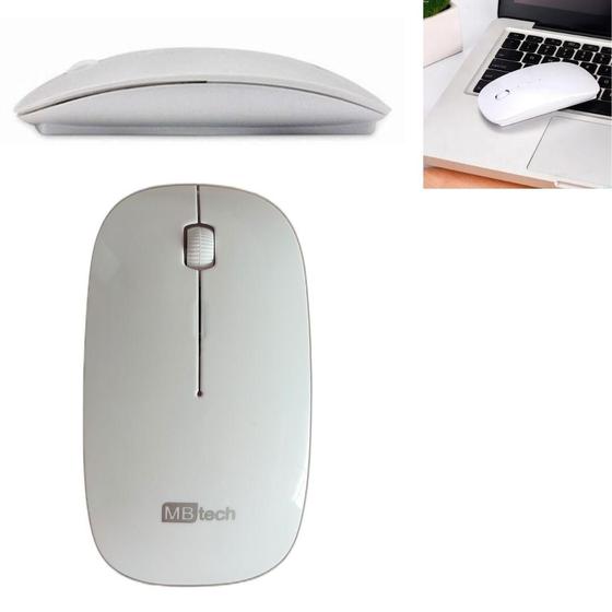 Imagem de Mouse Slim Sem Fio USB Branco MbTech Ref: MB54118